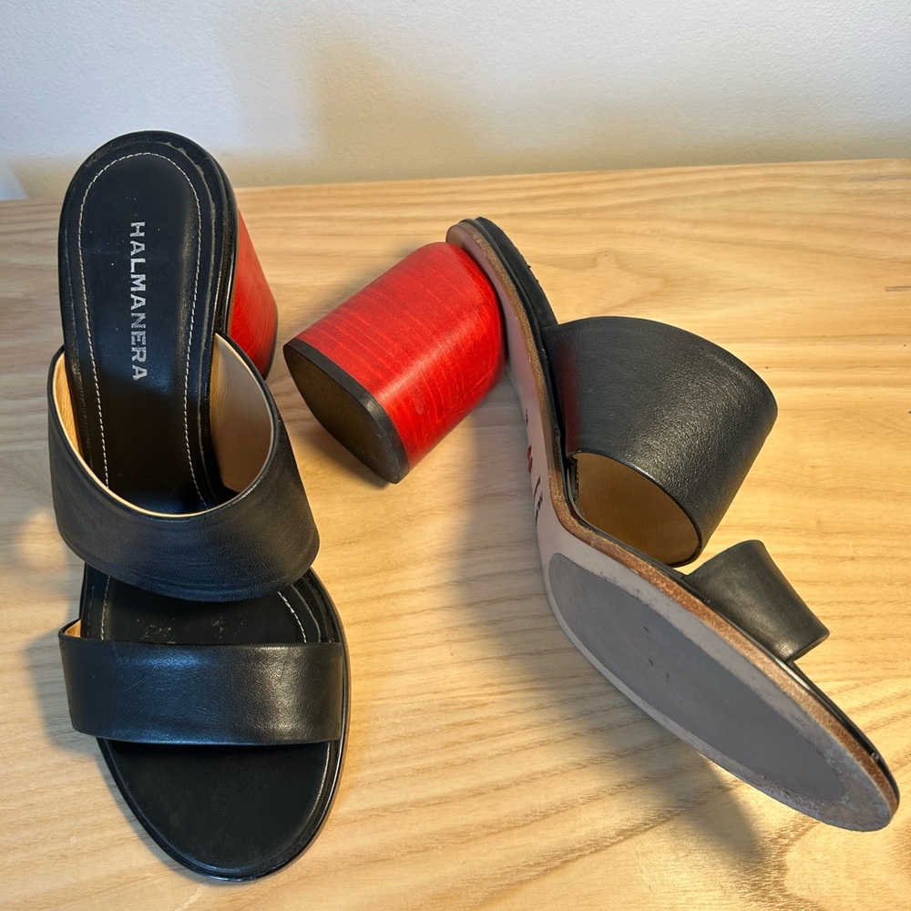 Black and Red Mules with Sleek Design